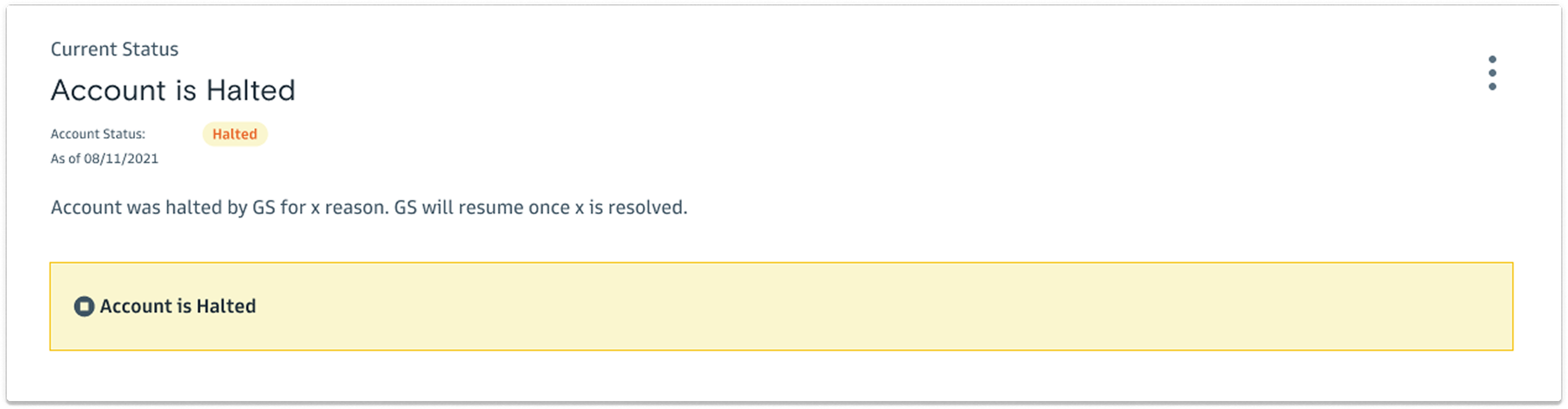 Account Halted state