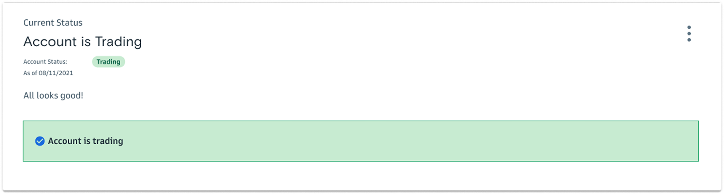 Account is Trading state