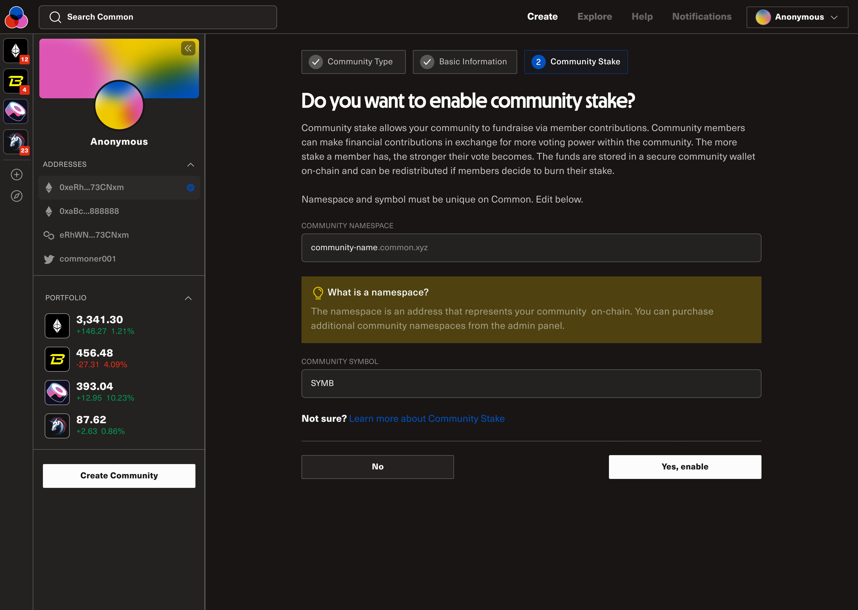 Community stake opt-in